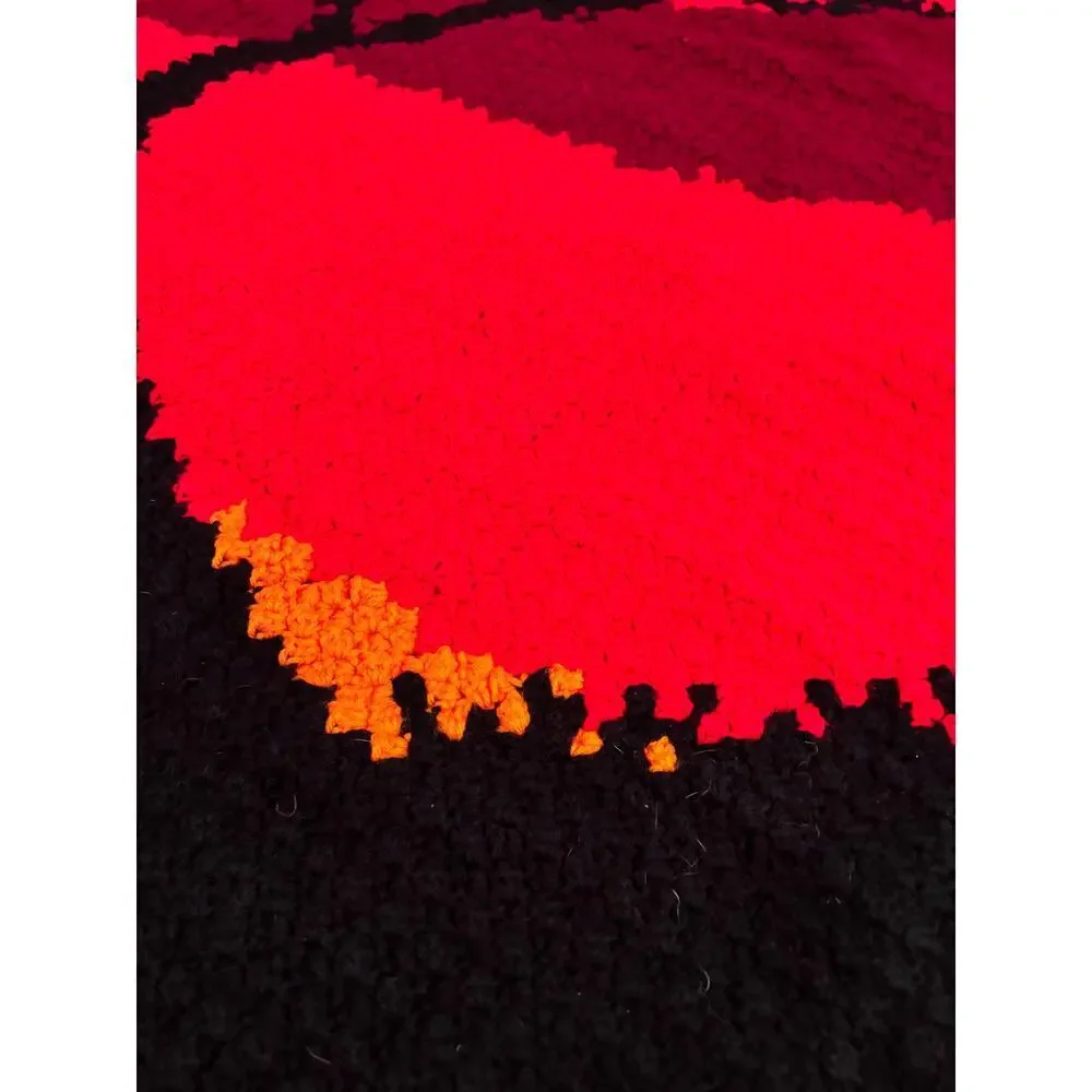 Vintage Crochet Summer Sunset Landscape‎ Afghan Tapestry Throw Blanket Handmade